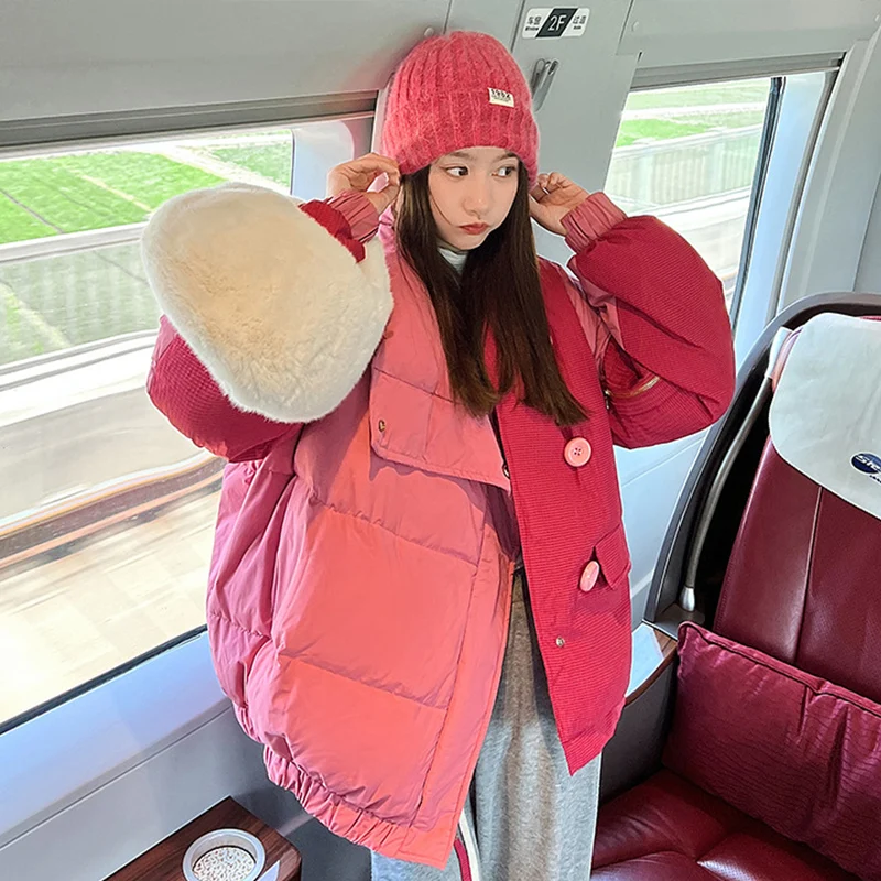

Winter Coats Feather Women Puffer Streetwear Puffy Jacket Female Coat Parka Outerwear Snow Wear Harajuku Loose Cotton Padded