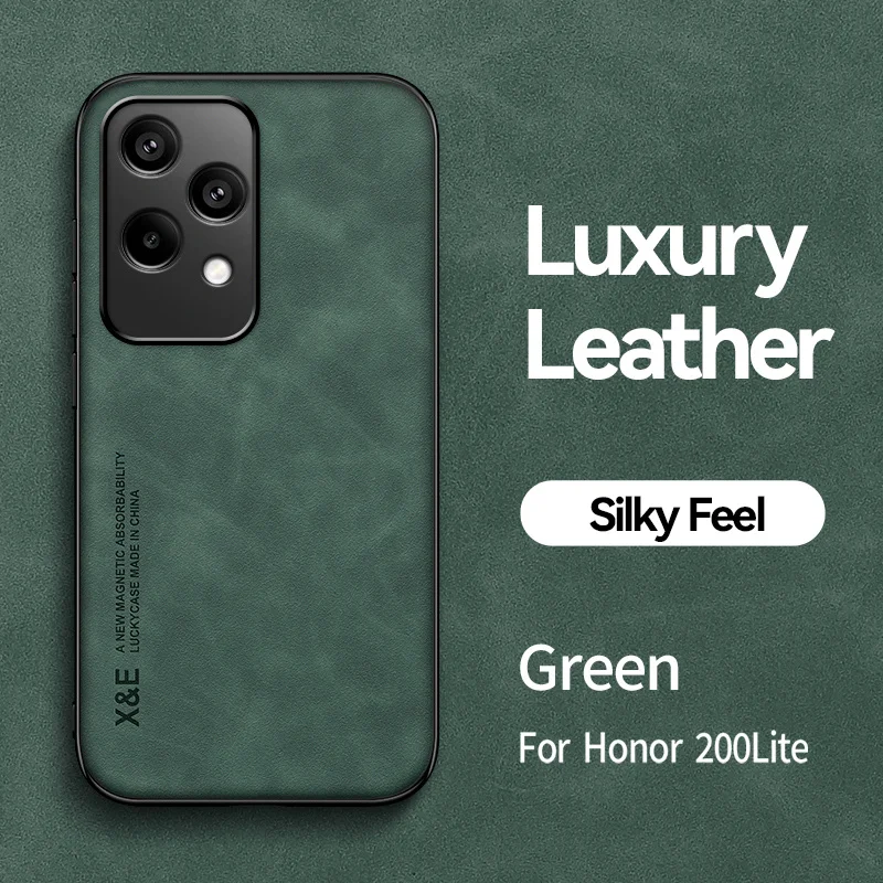 Luxury Magnetic Leather Soft Case for Smartphones - For Honor 200 Lite 5G