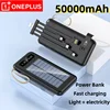 Oneplus 50000mah Solar Power Bank Large Capacity Mobile Power Fast Charging Battery Dual Usb 4 Cables For Iphone Samsung Huawei