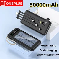 Oneplus 50000mah Solar Power Bank Large Capacity Mobile Power Fast Charging Battery Dual Usb 4 Cables For Iphone Samsung Huawei