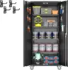 Tool cabinet Metal Garage Tools Storage Cabinet with Wheels 72" Tall Lockable Garage Cabinet with Pegboard & 4 Hooks Adjustable 1