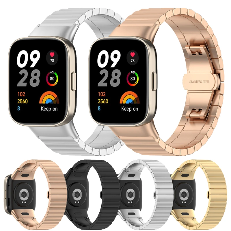 

Strap For Redmi Watch 3 Luxury Stainless Steel Watchband Metal Band For Redmi Watch 3 Global Version Butterfly Link Bracelet