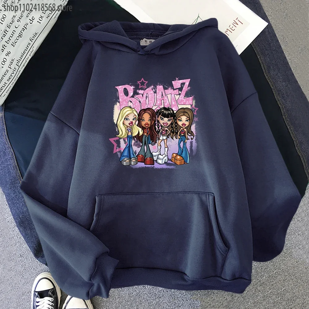 Bratz Letter Girl Sweatshirt with Hooded Womens Sweet Tops Harajuku Fashion Hoodies Casual Long Sleeve Graphic Streetwear Men