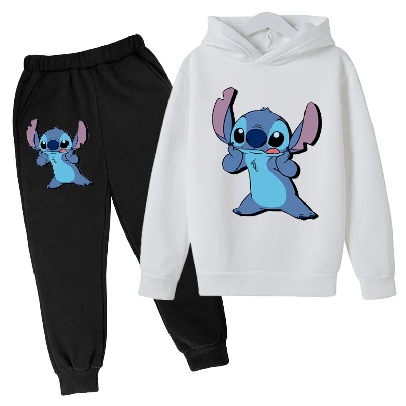 

Stitch Kids Boy Girl Casual Outfit stitch disney Children Hooded Coat+Trousers Fashion Teenager Student Sports Disney Baby Set