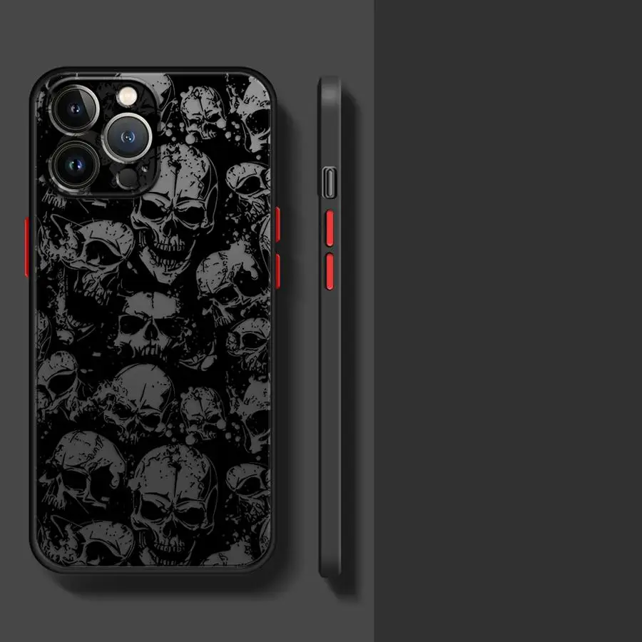 Spooky Skull Pattern Shockproof Phone Case - Air Cushion Hard Cover