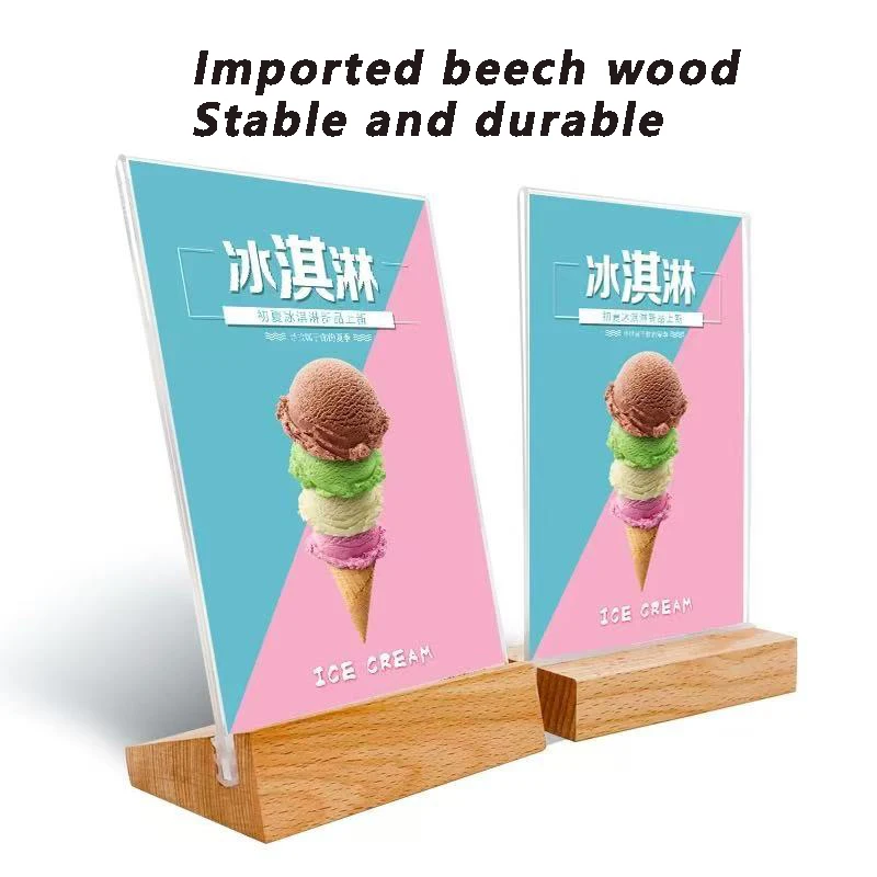A6 A5 A4 Wooden L-shaped T-shaped Sturdy Table Card Double sided Label ...