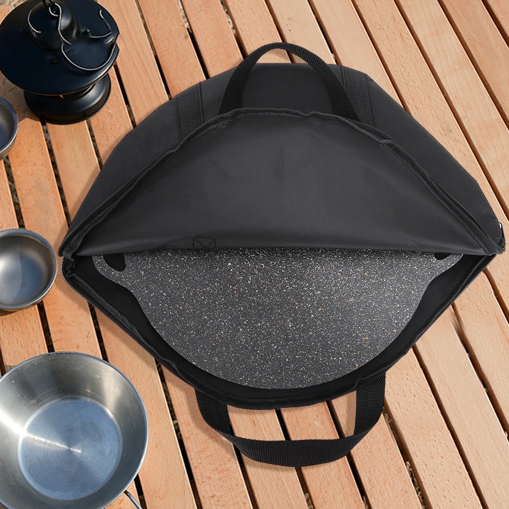 Baking Pan Storage Bag with Handle 600D Oxford Grilling Pan Pouch Waterproof Camping Frying Pan Bag Outdoor BBQ Tool for Kitchen