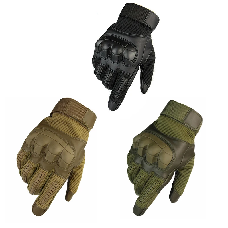 Touch Screen Tactical Gloves Rubber Hard Knuckle Full Finger Gloves Military Army Paintball Airsoft Combat PU Leather Glove Men