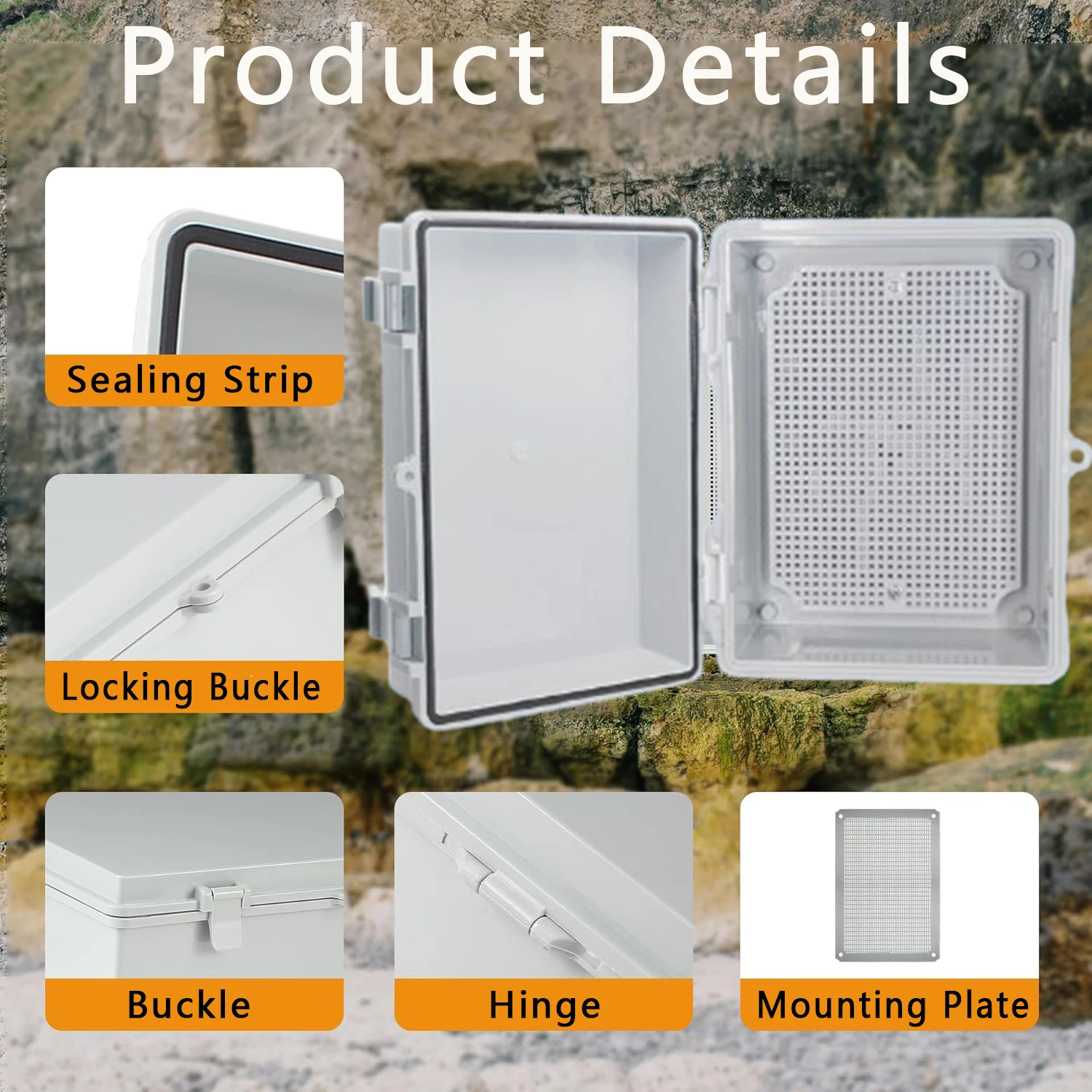 IP66 Waterproof Gray/Transparent Cover Enclosure Power Junction Box ABS Plastic Hinge Outdoor Electronic Distribution Box power junction box