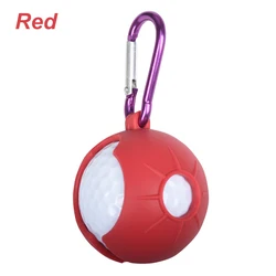 Silicone Golf Ball Holder with Buckle - Portable Protective Sleeve (Red)