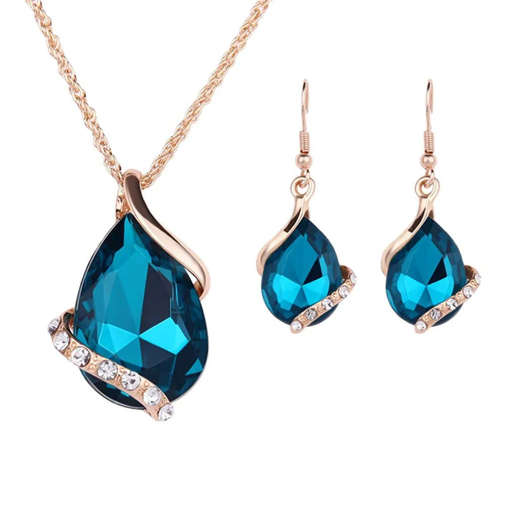 

Women Zircon Retro Necklace Earrings Ring Wedding Party Bridal Jewelry Set Necklaces For Women One Piece Stainless Steel