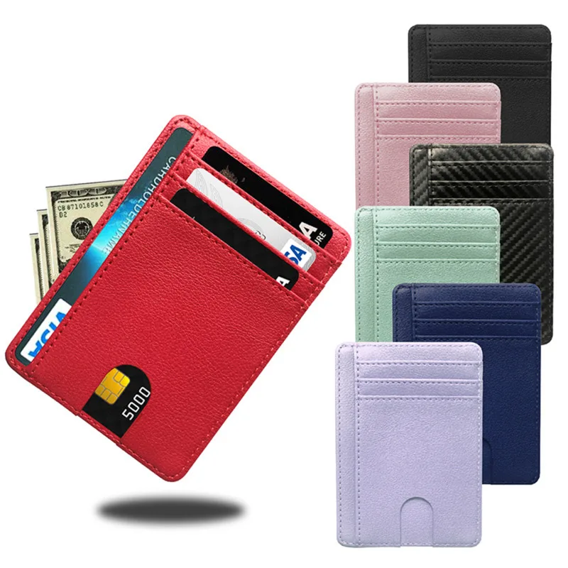 8 Slot Slim RFID Blocking Leather Wallet Credit ID Card Holder Purse Money Case Cover Anti Theft for Men Women Men Fashion 2030