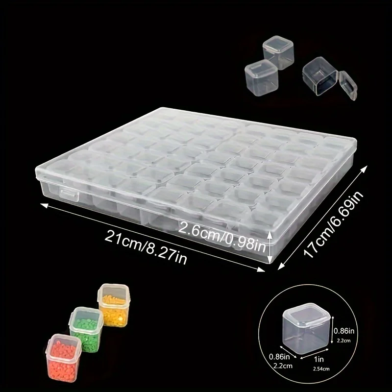 28/ 56-Grid Diamond Painting Tool Diamond Bead Jewelry Storage Box Nail Art Accessories Storage Box Transparent Plastic 1 Set