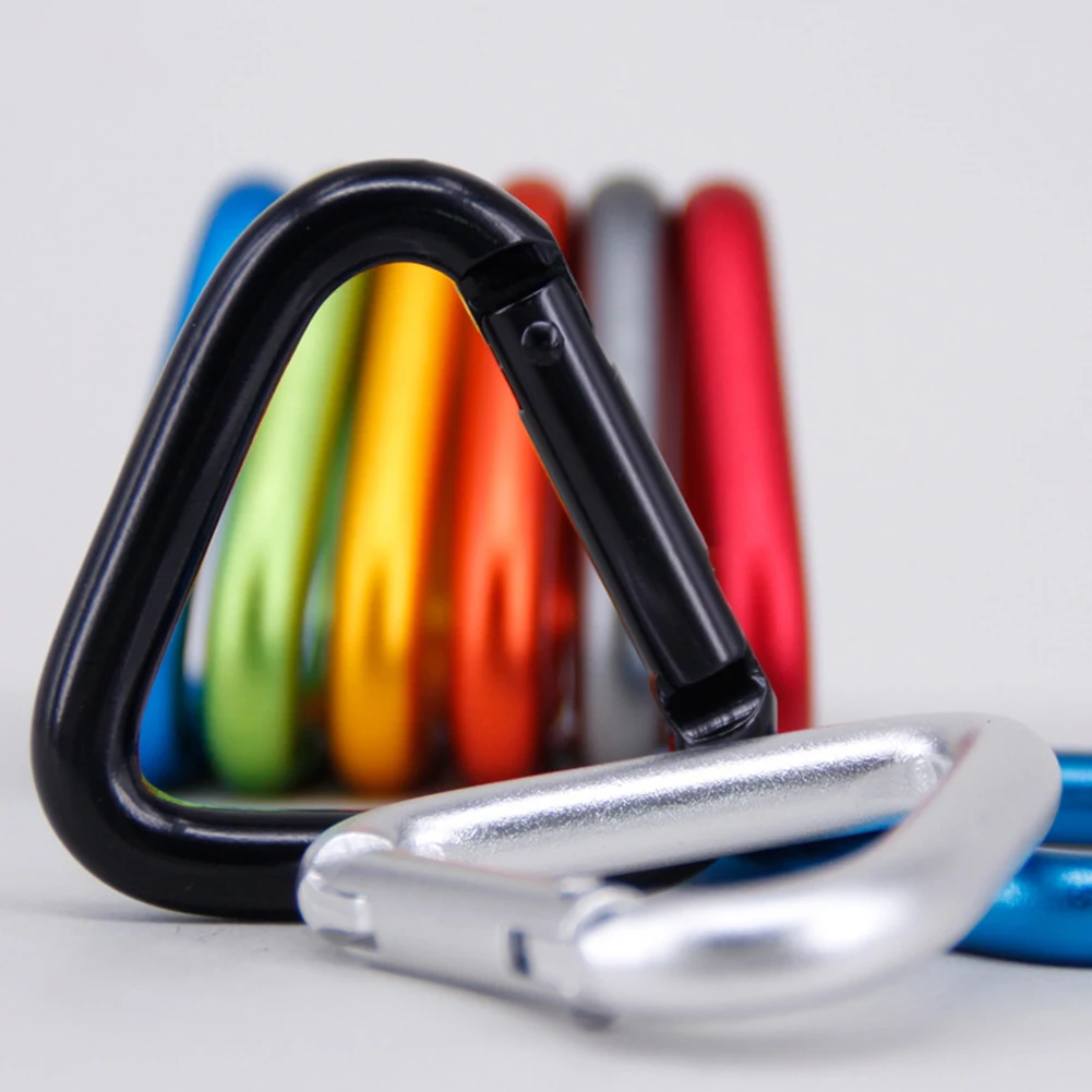 5pc Triangle Carabiner Camping Hiking Keychain Snap Clip Hook Kettle Buckle For Stationery Handbags Toys Handicrafts Accessories camping hiking buckle edc tools spring design carabiner clasps portable keychain snap clip hot sale dropshipping