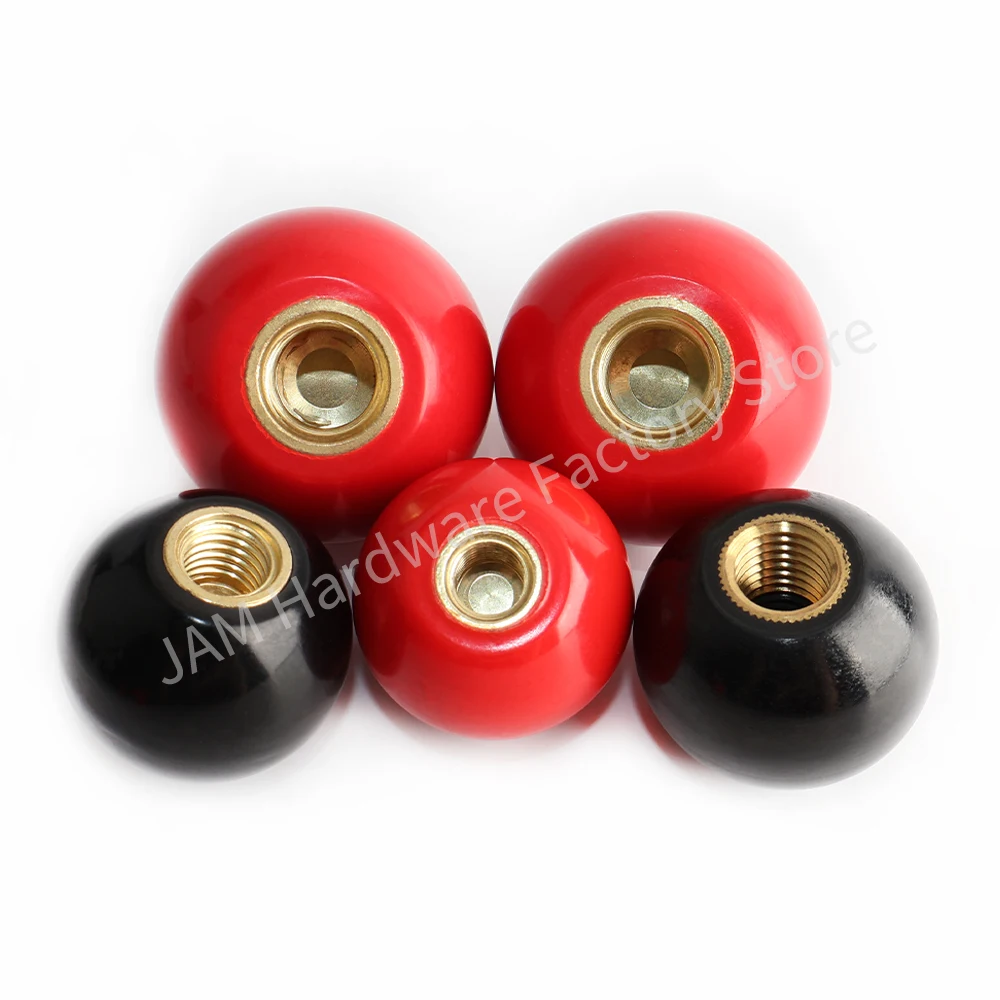 Furniture Knobs M4/M5/M6/M8/M10/M12/M16 Handle Ball Knob Machine Tool Replacement Round Handle Red Black Copper Phenolic Resin Ball