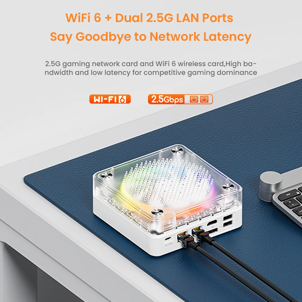 Genmachine R7 7735U Mini PC Windows 11 Ryzen WiFi 6 Gaming PC 8C 16T CPU DDR5 4800MHz Display Diy Gaming Computer Ordenador 5