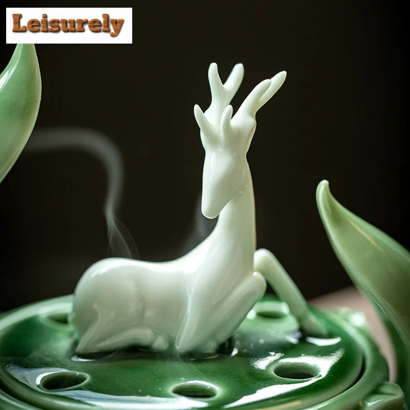 One Lotus Blossom Grows Deer Incense Holder Diffuser Incense Burners Meditation Scented Aromatic Candles Censer Home Craft Gift