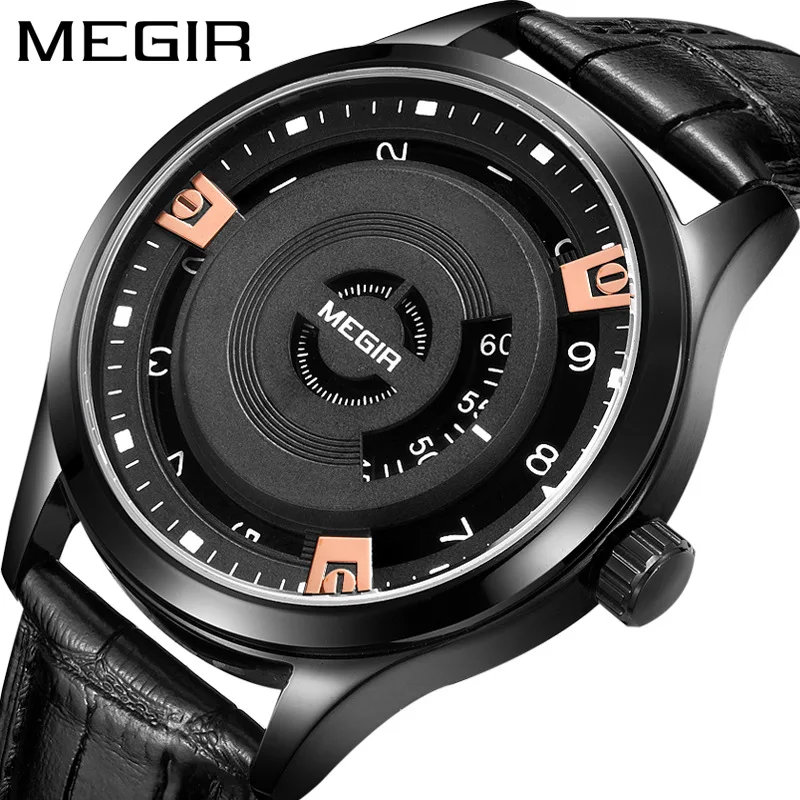 

MEGIR Luxury Personality Multifunctional Chronograph Quartz Watches Sports Style Genuine Leather Men Watch 30M Waterproof Reloj