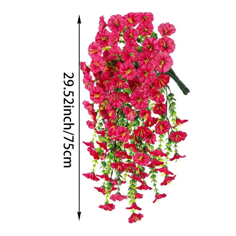 2 Stück Künstliche Hängeblumen, UV-beständige Seidenblumen, lange Rankengirlande für Balkon, Garten, Hochzeit, Party-Dekoration im Freien – Detail 7