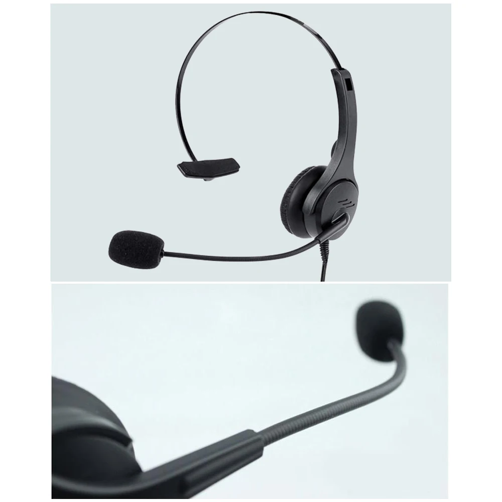Single-Sided USB Corded Headset Call Center Monaural Headphone with Adjustable Microphone  Volume Control Button for Office