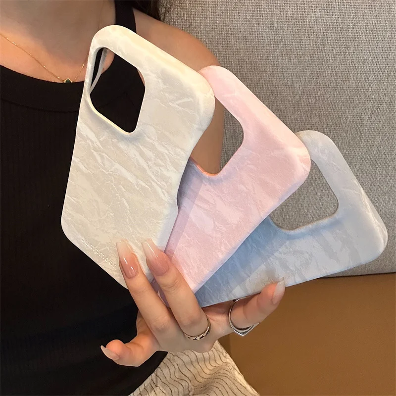 Korean Style Simple Cute Solid Color Leather Soft Silicone Shockproof Phone Case For iPhone 11 12 13 14 15 Pro Max Cover Girl