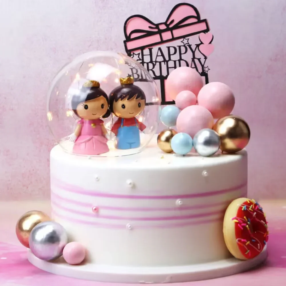 10pcs Lovely Gold Silver Ball Cake Topper tazza di compleanno decorazione per torta Baby Shower forniture per bomboniere per feste di compleanno per bambini