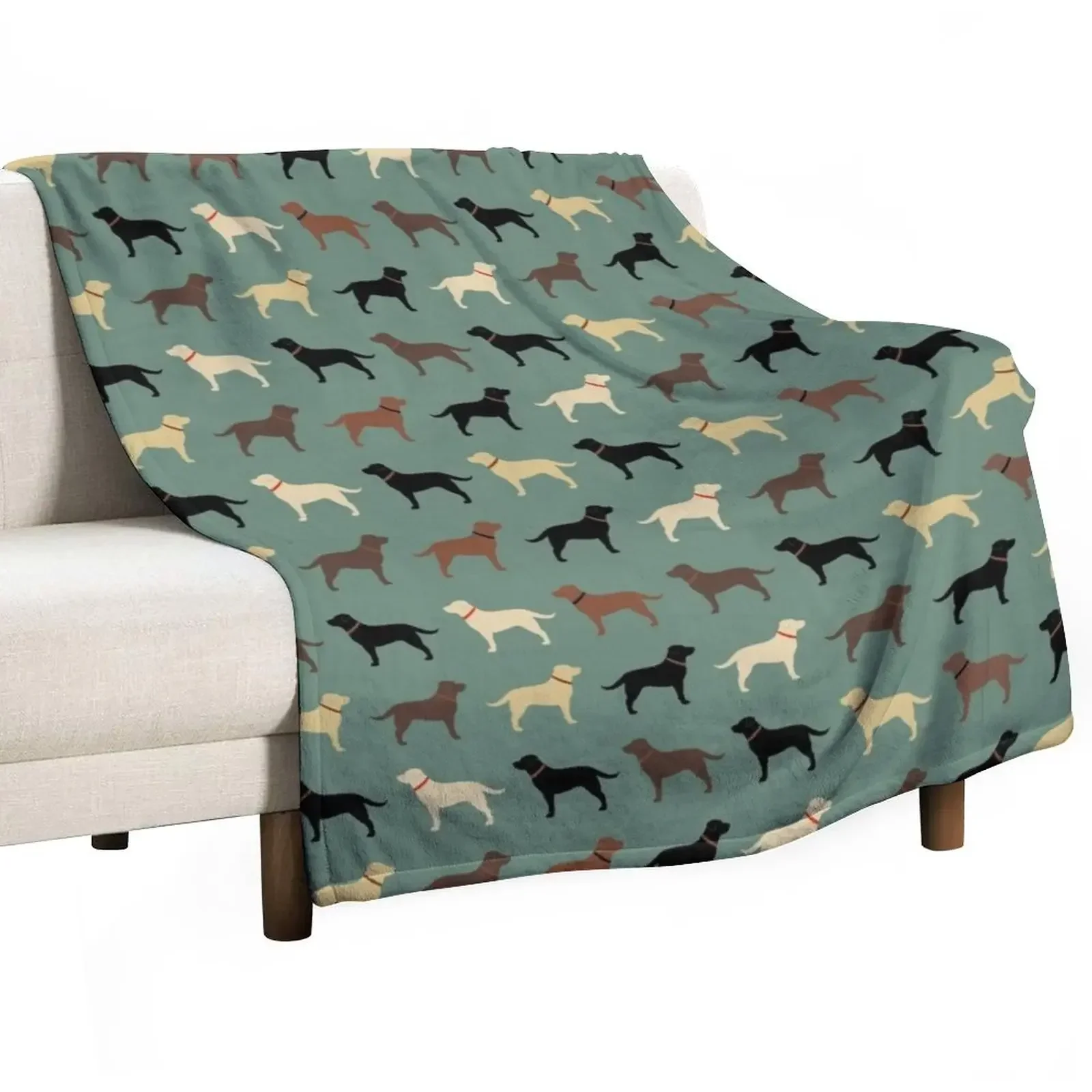 

Labrador Retriever Dog Silhouettes Pattern with Chocolate, Yellow, Red and Black Labs Throw Blanket warm winter Cute Blankets
