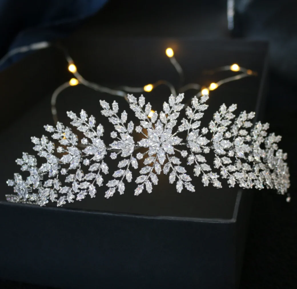 Luxus Braut Stirnbänder Hochzeit Haar Schmuck Zubehör Zirkonia CZ Elegante Braut Tiaras Kronen Für Frauen Prom Kopfschmuck – Detail 1