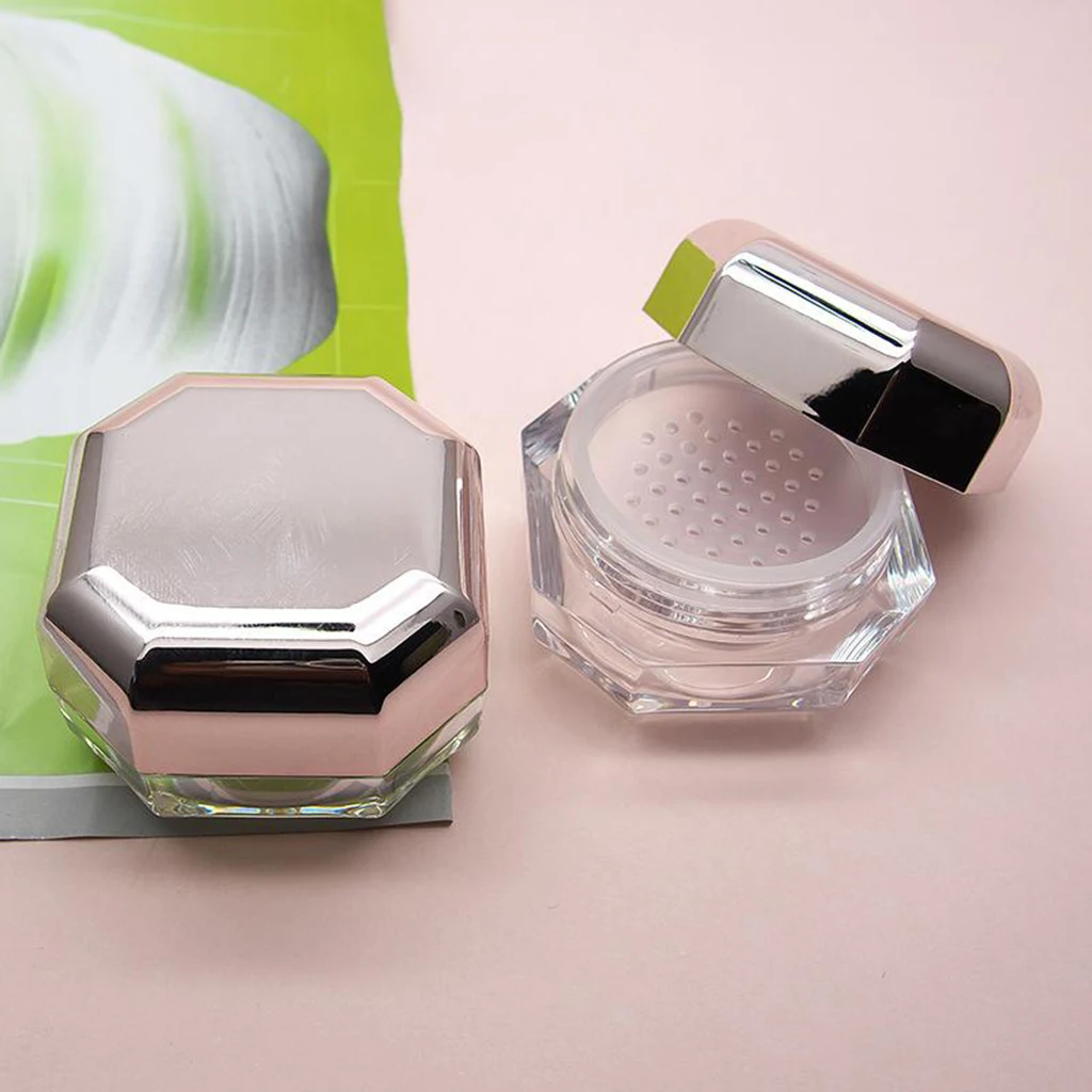 Empty Makeup 8ML 0.28OZ with Puff Loose Compact Case Cosmetic Jars Travel Sifter and Lid