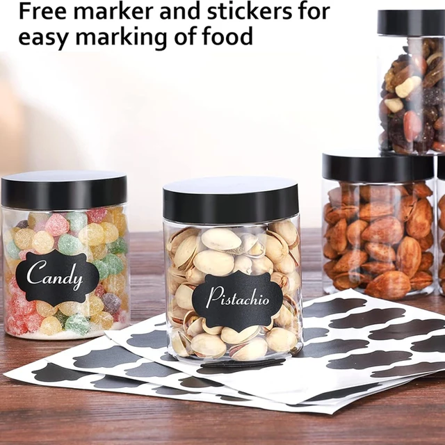 Plastic Jars with Lids 8oz Clear Slime Cosmetics Containers Leakproof Storage Jars, PET Empty Jars with Black Lids for Kitchen 3