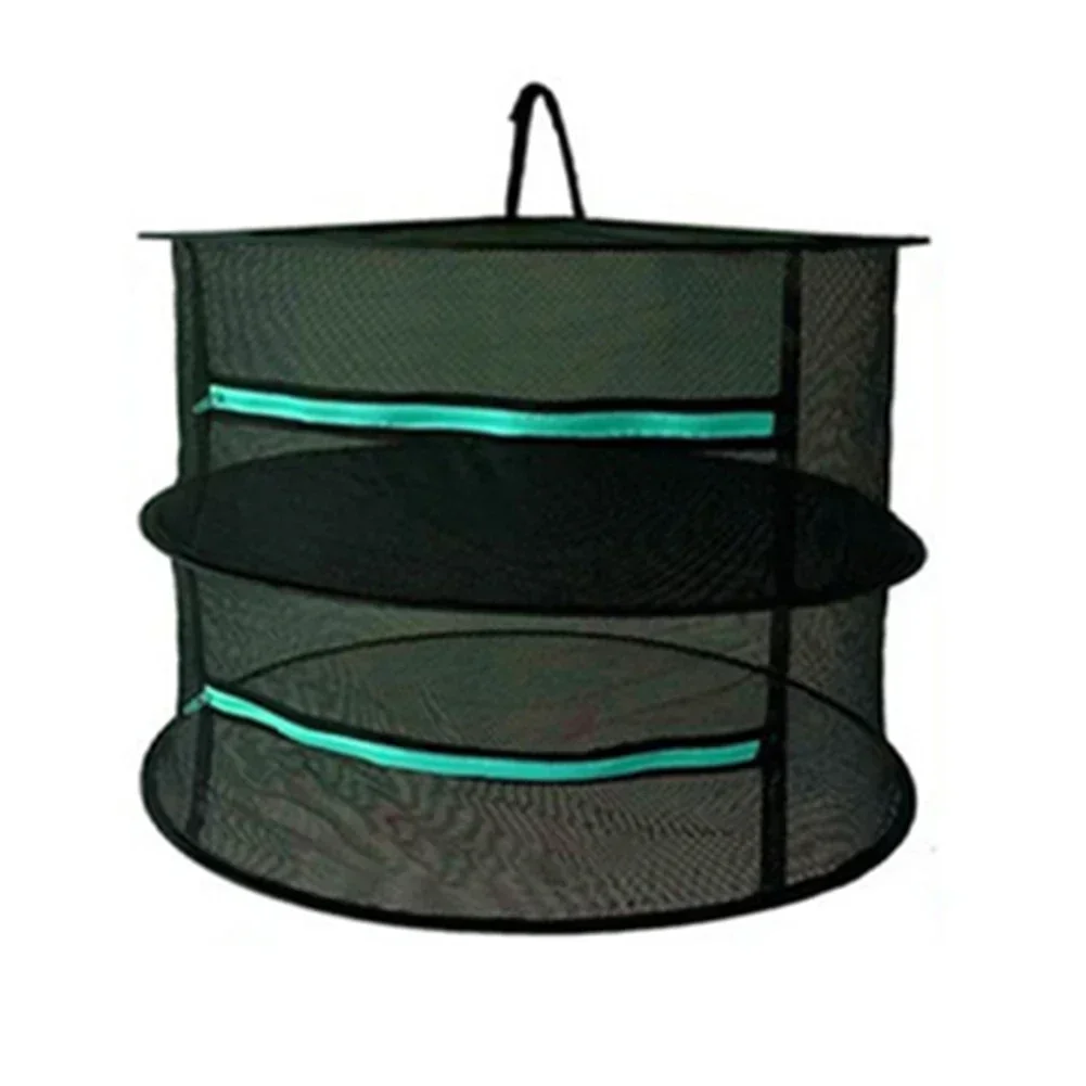 8 Layer Drying Net For Herb Fish Hanging Basket Folding Dry Rack Herb Dryer Bag Stainless Steel+Mesh Cloth 2