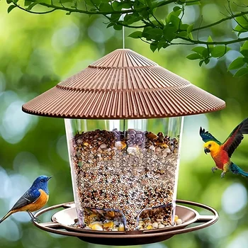 Outdoor Garden Hanging Bird Feeder - Automatic Hummingbird Feeder with Durable PP Material,  Outdoor Bird Feeder, Yard Decor