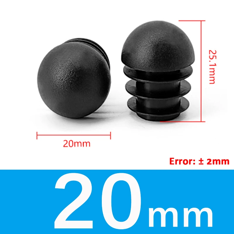 Versatile Round Steel Pipe Plug End Caps - Black/White Dust Cover Inserts