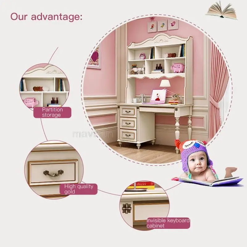 Writing Desk And Bookshelf Combination Simple Nordic Multifunctional Computer Desk For Students Indoor Household Furniture