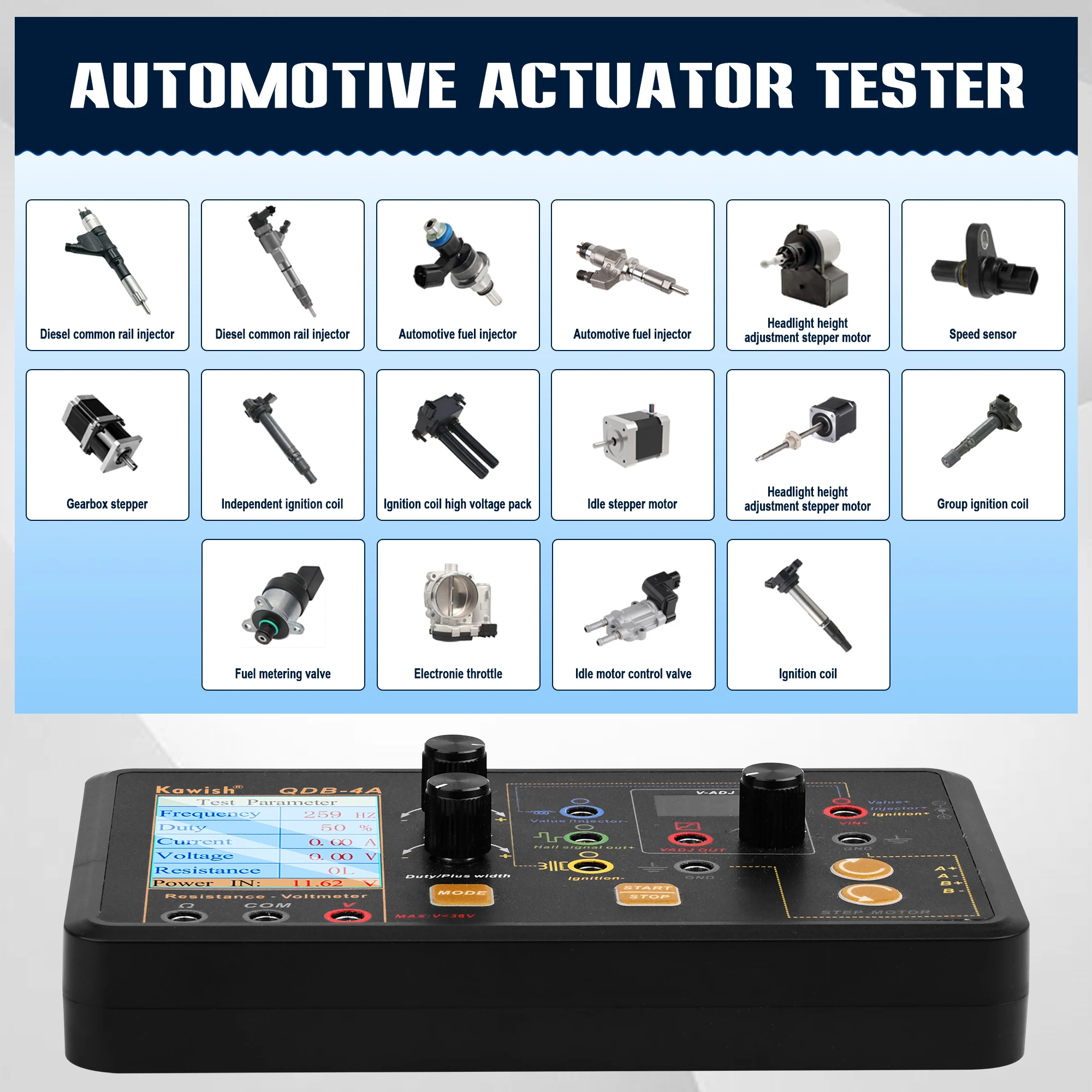 QDB-4A prueba de bobina de encendido automático inyector válvula solenoide en ralentí Motor paso a paso instrumento probador Detector de fallos simulador de accionamiento