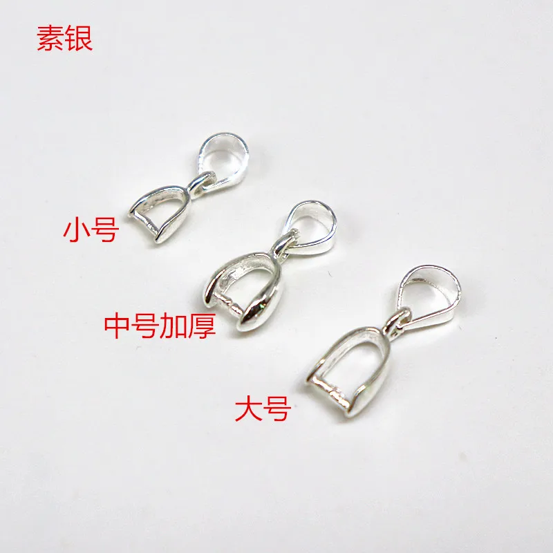 solid 925 sterling silver bail pendant clasp connector, pinch bail with  ice-pick for necklace & pendant silver jewelry, L - AliExpress