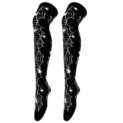 Spooky Halloween Blood Bat & Spider Web Festival Socks - One Size (Black Spider Web)