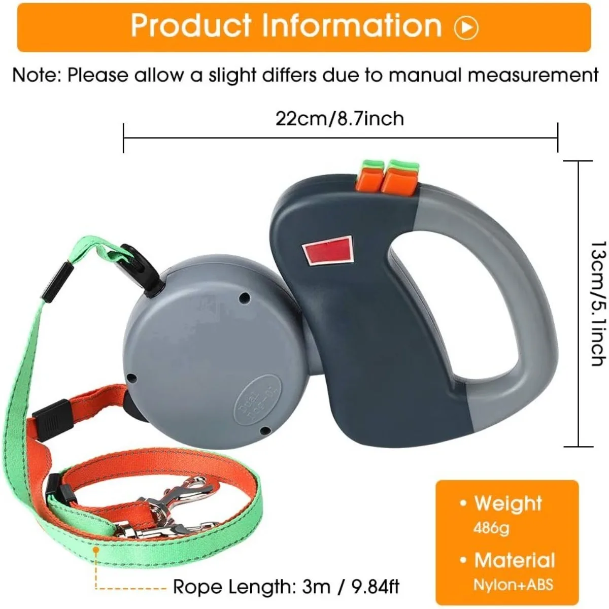 Enhanced Edition Double Dog Retractable Leash Auto-Untangles Reflective Waterproof Leash Supports Up To 50lb Dog Running Leash 6