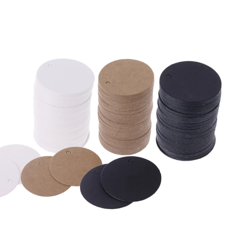 

100x Blank Kraft Paper Hang Tags Wedding Party Favor Label Price Gift Card 3.5cm F1CC