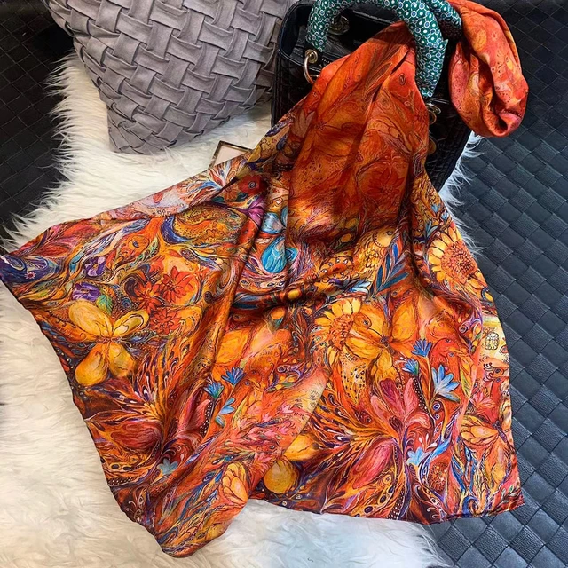 Bufandas de seda suave para Mujer, pañuelo de marca de lujo, decorativo,  largo, para primavera - AliExpress