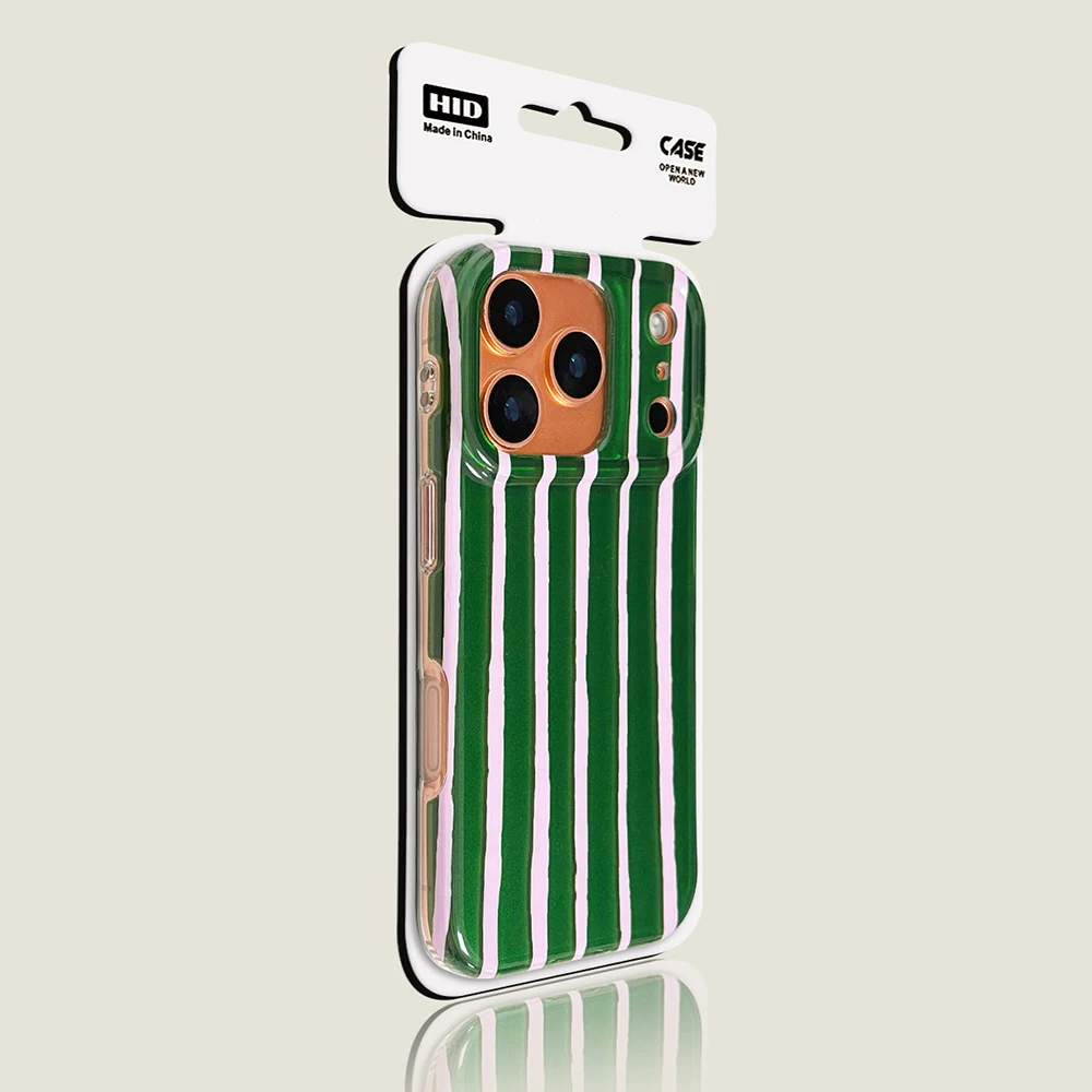 Luxury Contrasting Color Stripes Pattern Glossy Shockproof Phone Case