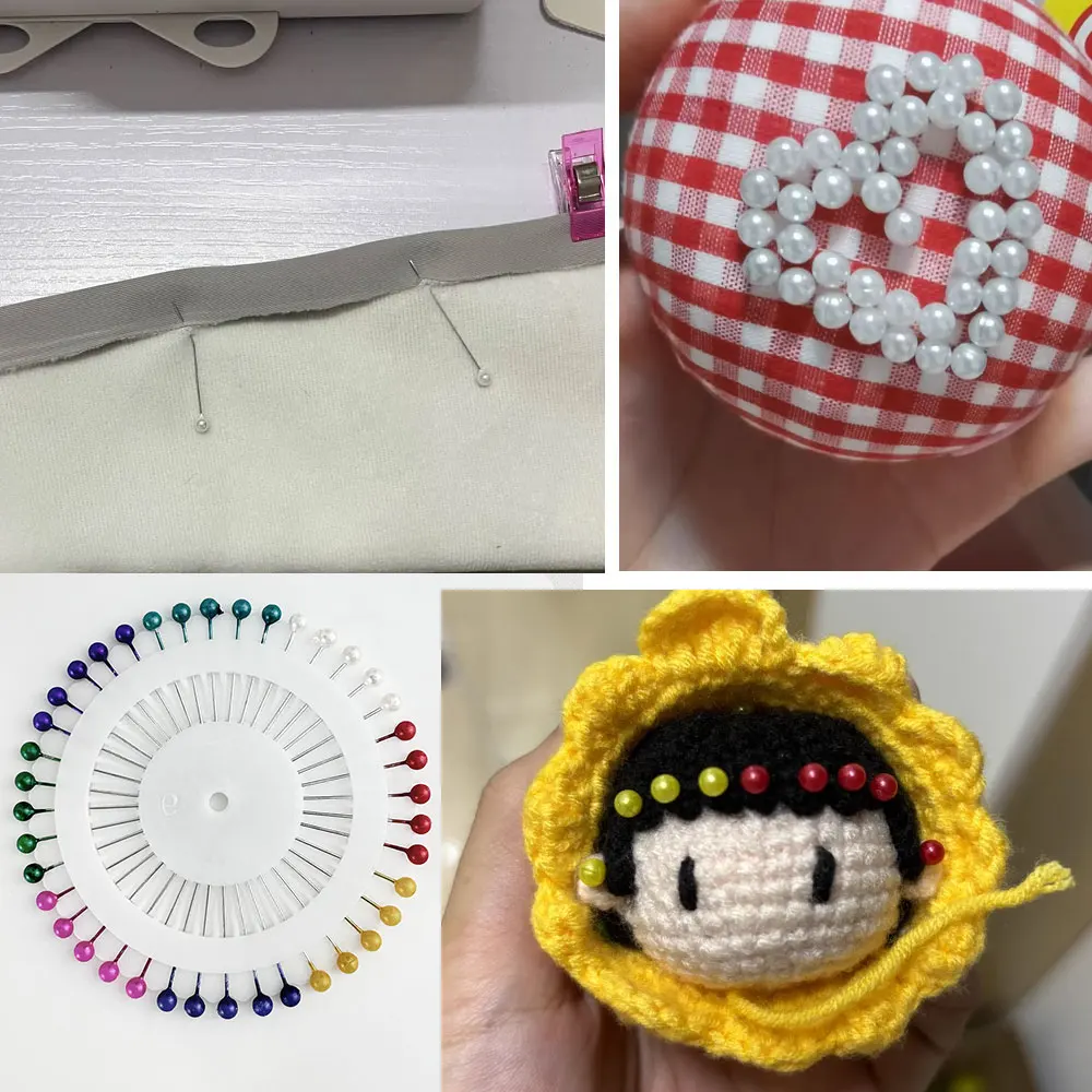 라운드 펄 헤드 핀 40개 DIY 공예 십자수 꽃꽂이 장