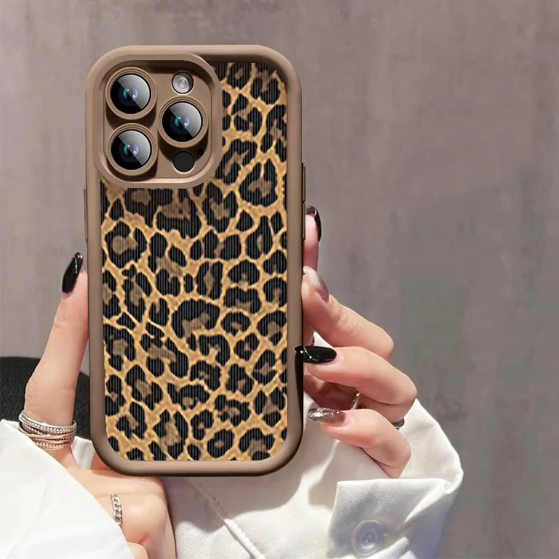 Leopard Print Pattern Phone Case For iPhone 11 12 13 14 15 Pro Max X XR XS Max 7 8 Plus Shockproof Silicone Soft TPU Back Cover