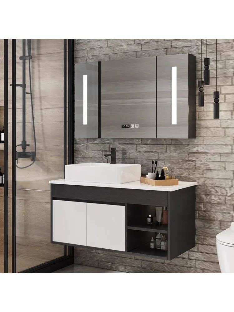 *Slate marble seamless ceramic integrated basin bathroom cabinet combination washstand