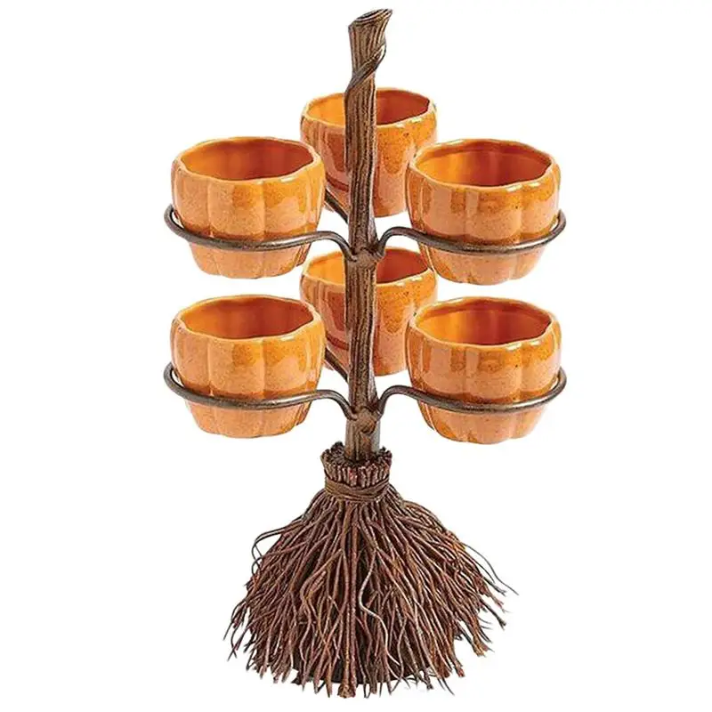 

Halloween Pumpkin Snack Bowl Stand Pumpkin-shaped Snack Candy Rack Snack Holder With 3/4/6 Bowls Halloween Table Decoration