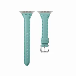 Elegant Slim Leather Apple Watch Strap Bracelet - 42 - 44 - 45 - 49 - S10 46mm (Light blue)