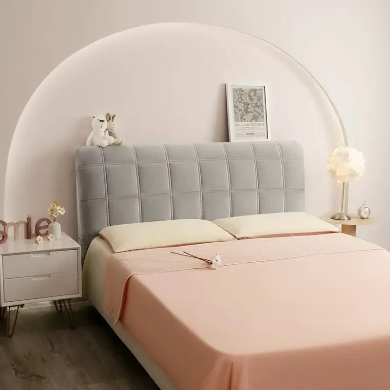

Solid color All-inclusive Soft Plush Quilted Head Board Cover Winter Thicken Velvet Headboard Cover Back Dust Protector Cover