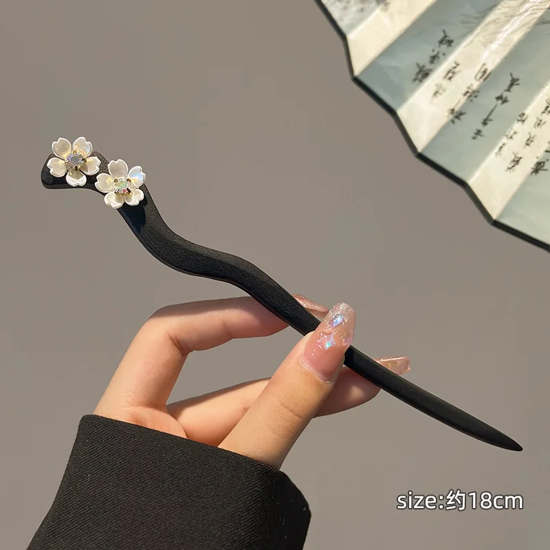 Chinese Traditional Flower Hair Sticks Vintage Wooden Hairpin Handmade Chinese Hair Stick Chopsticks Flower hair stick