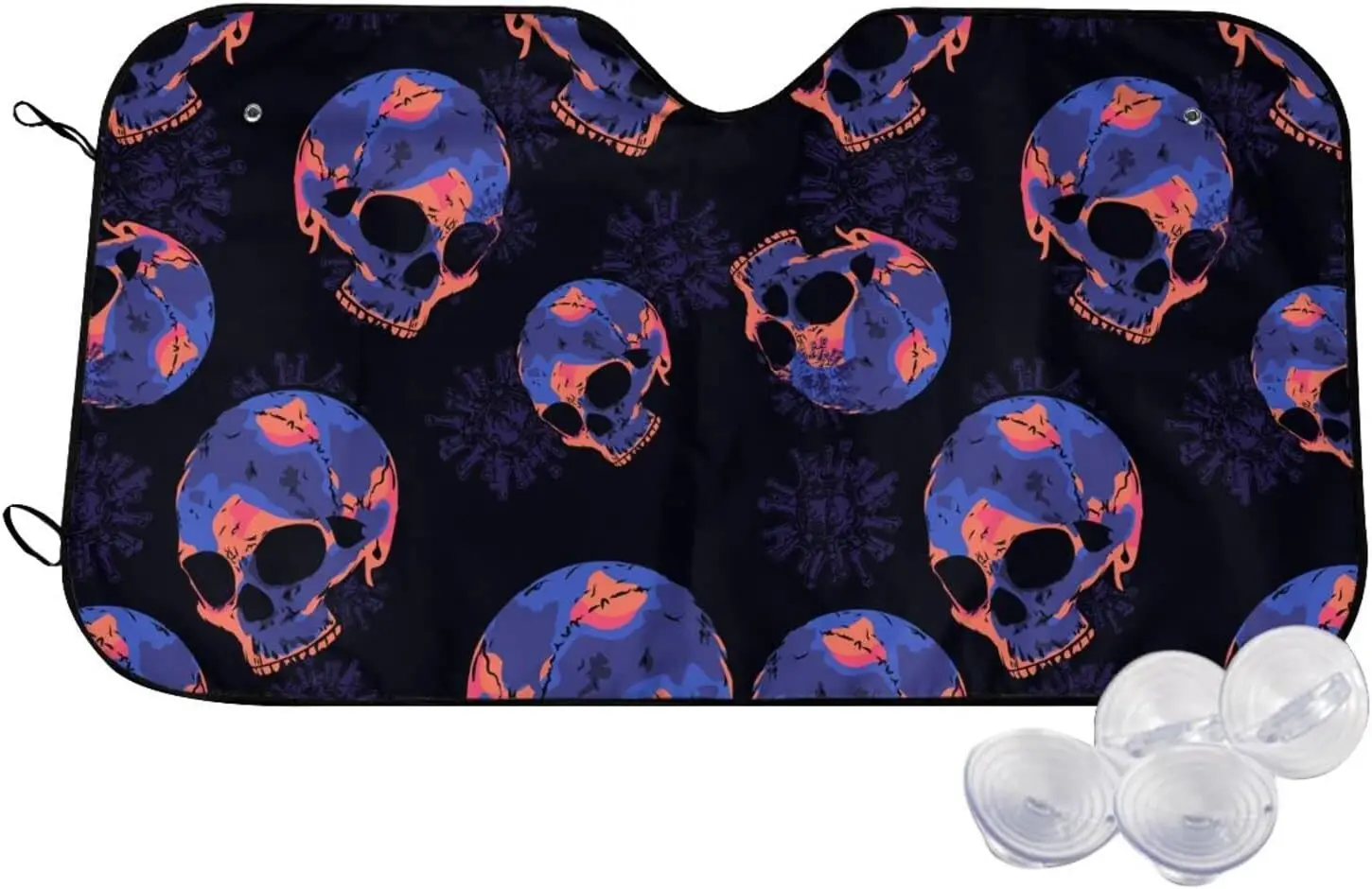 

Scary Skull Death Evil Gothic Black Car Windshield Sun Shade Window Sunshade for Sedans SUV Truck Uv Rays Keep Vehicle Cool