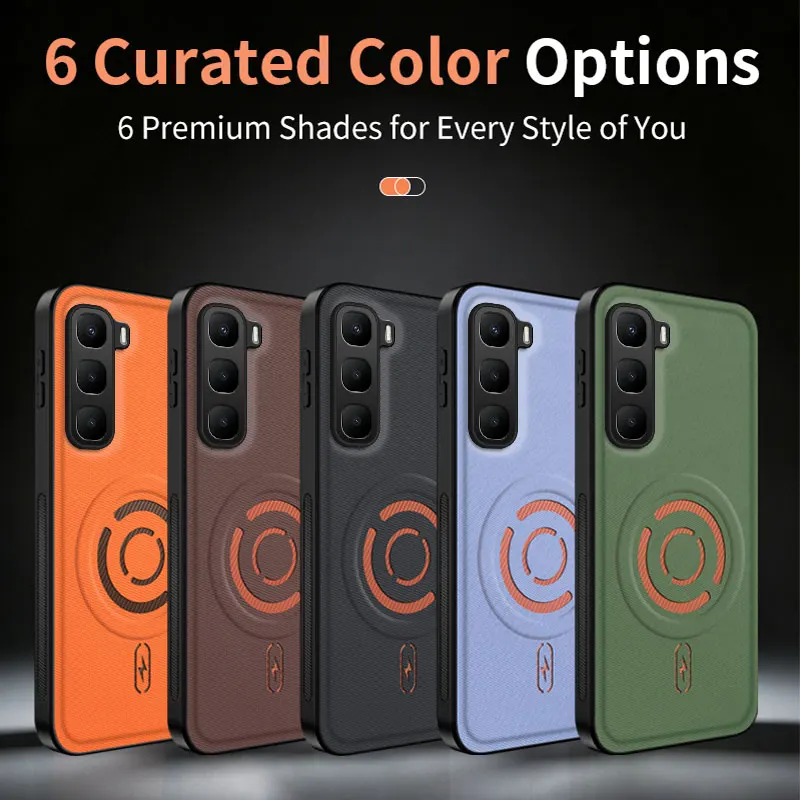 Magnetic Adhesive Textured Leather Drop-Protection Phone Case